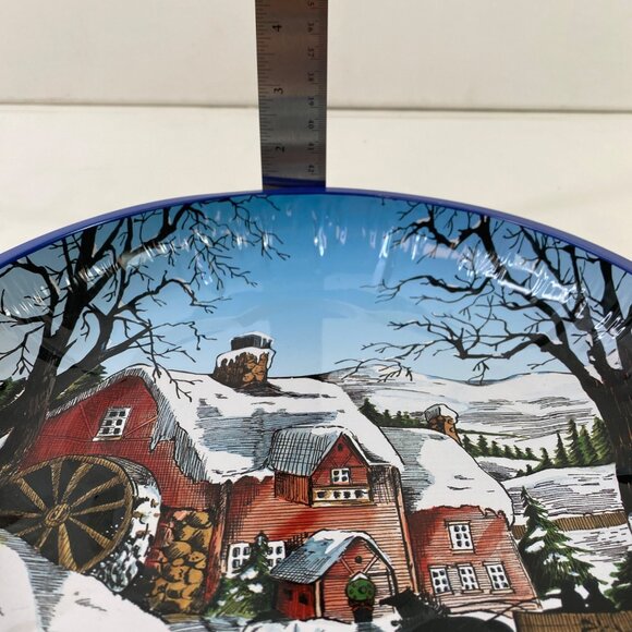 Set 2 Holiday-Themed Metal Serving Trays With Winter Scene & Poinsettia Design - Picture 14 of 14